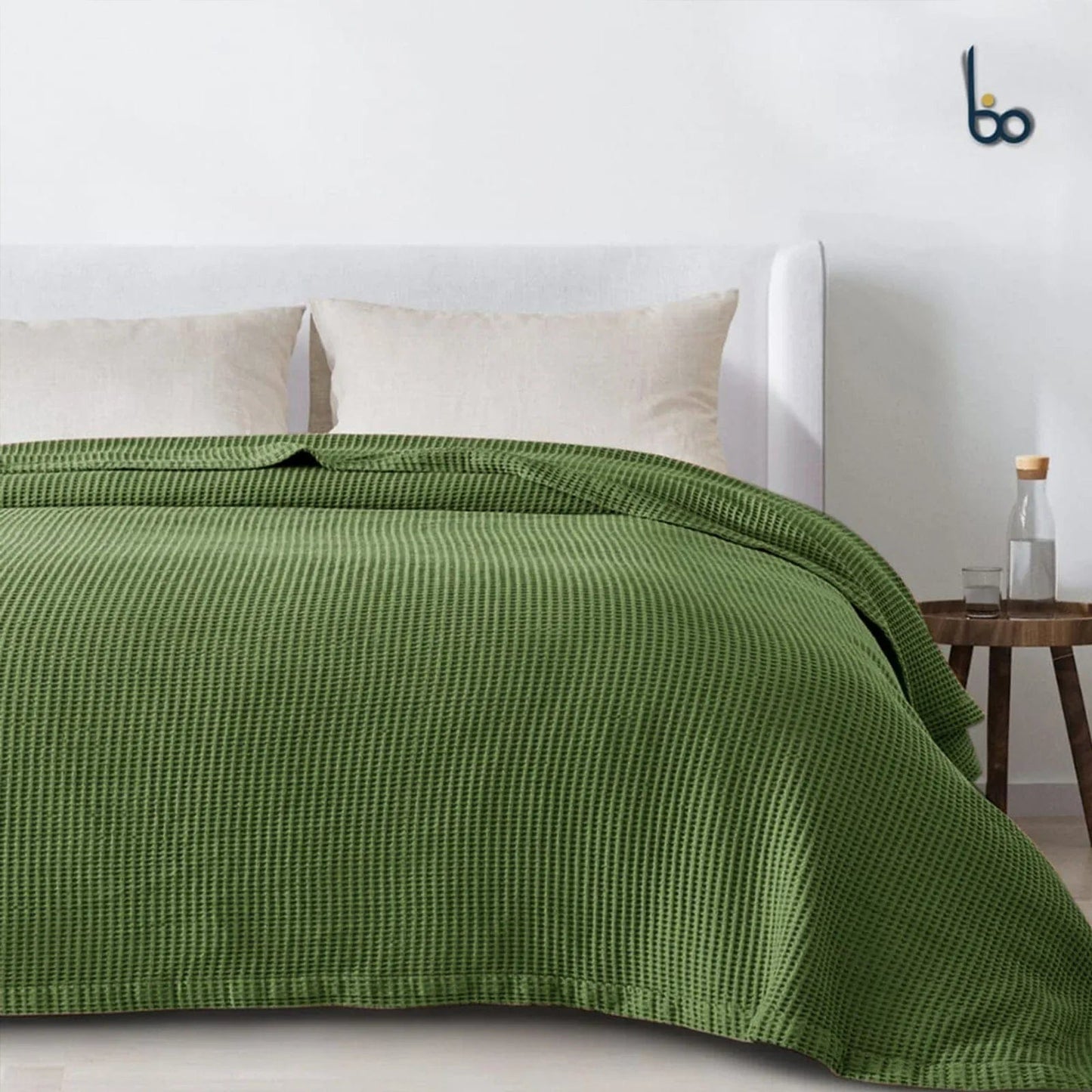 SB7 Cotton Waffle Blanket – Olive Green