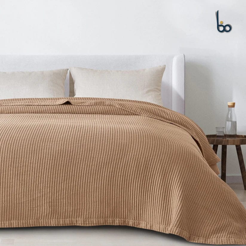 SB7 Cotton Waffle Blanket – Camel
